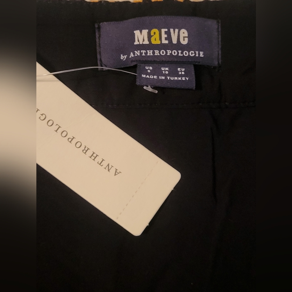 MAEVE Anthropologie Plaid Button Skirt Black Golden Yellow 6 - Picture 3 of 13